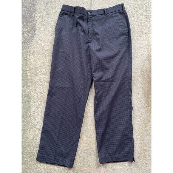 Nike Golf Pants Men's Size 34x34 Blue/Gray Checked Flat Front Polyester Stretch - Picture 1 of 6